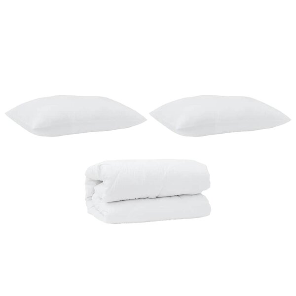 vidaXL Couette avec oreiller 3 Pièces Blanc Microfibre