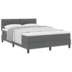 vidaXL Lit à ressorts avec matelas Gris foncé 140 x 200 cm tissu