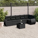 vidaXL Salon de jardin 7 Pièces avec coussins noir résine tressée