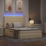 vidaXL Lit de rangement LED avec matelas Crème 140 x 190 cm Tissu