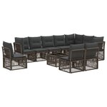 vidaXL Ensemble de canapé de jardin 11 Pièces Gris polyrotin