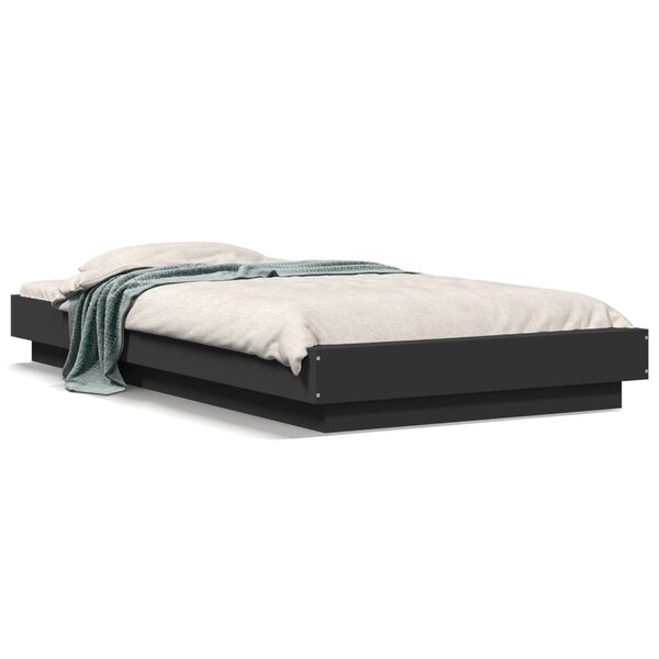 vidaXL Cadre de lit avec lumières LED sans matelas noir 90x200 cm