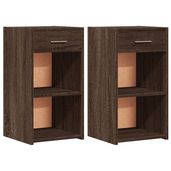 vidaXL Tables de chevet 2Pièces chêne marron 35x34x65cm bois d'ingénierie