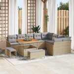 vidaXL Ensemble de canapé de jardin 12 pièces avec coussins beige en rotin poly