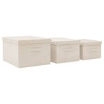 vidaXL Boîtes de rangement empilables 3 Pièces Tissu Crème