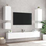 vidaXL Meubles TV muraux avec lumières LED 2 Pièces blanc 40 5x35x40 cm