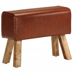 vidaXL Banc saut de cheval 58 cm marron cuir véritable et manguier