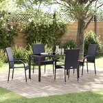 vidaXL Ensemble de salle à manger de jardin de 5 pièces en rattan poly noir