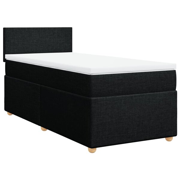 vidaXL Sommier à lattes de lit avec matelas noir 90x190 cm simple tissu