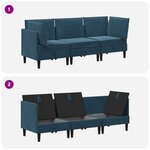 vidaXL Ensemble de meubles pour le salon 3 Pièces Bleu Velours