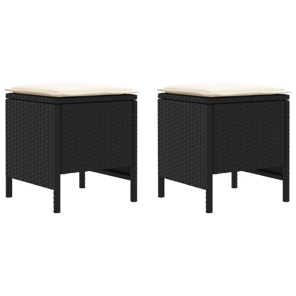 vidaXL 2 pc Pouf de Jardin Rotin PE Noir et Crème
