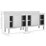vidaXL Tables avec portes coulissantes 2 Pièces 200x50x(95-97) cm Inox