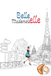 69-4509 Carte Belle Mademoiselle Mlle Parisienne à la Mode Tour Eiffel Croissant Café Clichés élégance française Illustration pour Fille Femme - Avec Enveloppe Format 12x17cm - Fabrication française