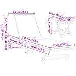 vidaXL Transat avec coussin 3 Pièces Blanc crème 200 x 120 5 x 84 5 cm