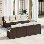vidaXL Ensemble de Canapés de Jardin 9 Pièces avec Coussins Marron Poly Rattan