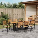 vidaXL Ensemble de salle à manger pour jardin 9 Pièces Noir  Marron