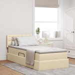 vidaXL Lit avec rangement et matelas avec stockage Crème 100 x 200 cm