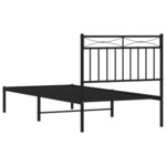 vidaXL Cadre de lit métal avec tête de lit noir 90x190 cm