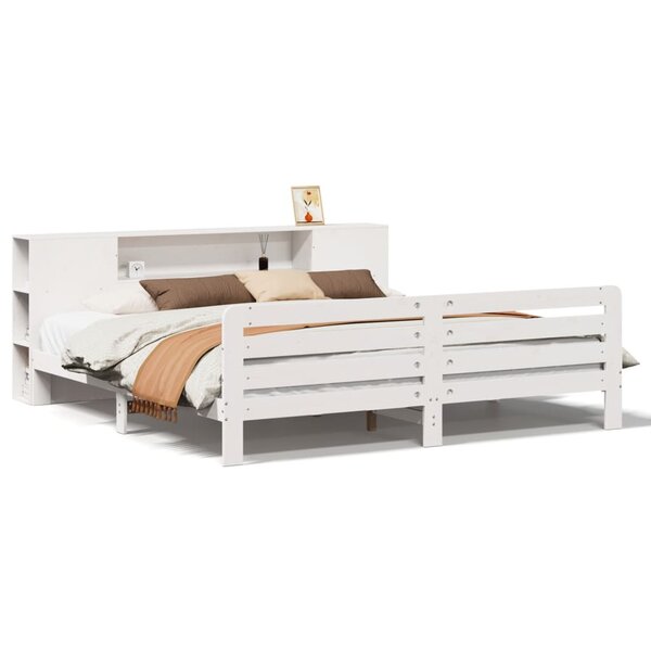 vidaXL Cadre de lit sans matelas blanc 200x200 cm bois massif de pin