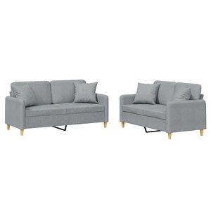 vidaXL Ensemble de canapés 2 Pièces coussins gris clair tissu