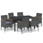 vidaXL Mobilier à dîner de jardin et coussins 7Pièces Résine tressée Gris