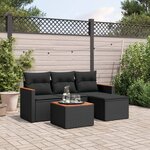 vidaXL Salon de jardin 5 Pièces avec coussins noir résine tressée