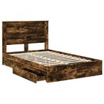 vidaXL Lit de Rangement Chêne fumé 135 x 190 cm Bois d'ingénierie