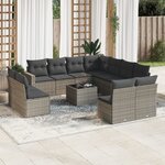 vidaXL Salon de jardin avec coussins 12 Pièces gris résine tressée