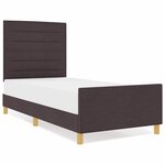 vidaXL Cadre de lit avec tête de lit Marron foncé 90 x 190 cm tissu