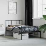 vidaXL Cadre de lit métal sans matelas avec pied de lit noir 75x190 cm