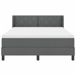 vidaXL Lit à ressort avec matelas gris foncé  140 x 200 cm  tissu