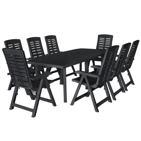 vidaXL Ensemble à manger d'extérieur 9 Pièces Plastique Anthracite