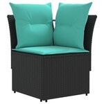 vidaXL Ensembles de meubles 7 Pièces Noir et turquoise Rotin PE