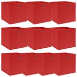 vidaXL Boîtes de rangement 10 Pièces Rouge 32x32x32 cm Tissu