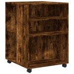 vidaXL Table d'appoint avec roues chêne fumé bois d'ingénierie