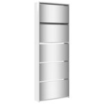 vidaXL Armoire chaussures miroir 5niveaux blanc brillant 63x17x169 5cm