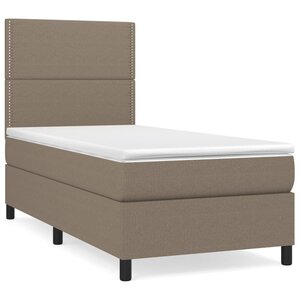 vidaXL Sommier à lattes de lit avec matelas Taupe 90x200 cm Tissu