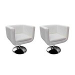 vidaXL Chaises de bar lot de 2 blanc similicuir