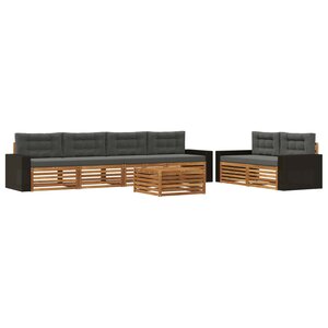 vidaXL Ensemble de canapés d'extérieur 7 pc Naturel et Anthracite
