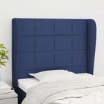 vidaXL Tête de lit avec oreilles Bleu 93x23x118/128 cm Tissu