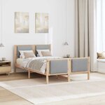 vidaXL Cadre de lit avec tête de lit Gris clair 120 x 190 cm tissu