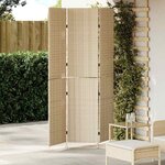 vidaXL Paravent Pliant Manuel Beige 146 x 200 cm. polyrotin