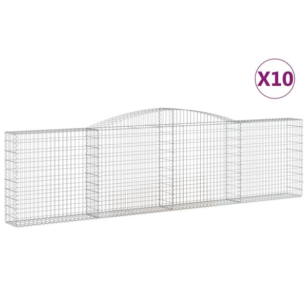 vidaXL Paniers à gabions arqués 10 Pièces 400x30x100/120 cm Fer galvanisé