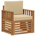 vidaXL Canapé d’extérieur Bois d'acacia massif et polyester Naturel