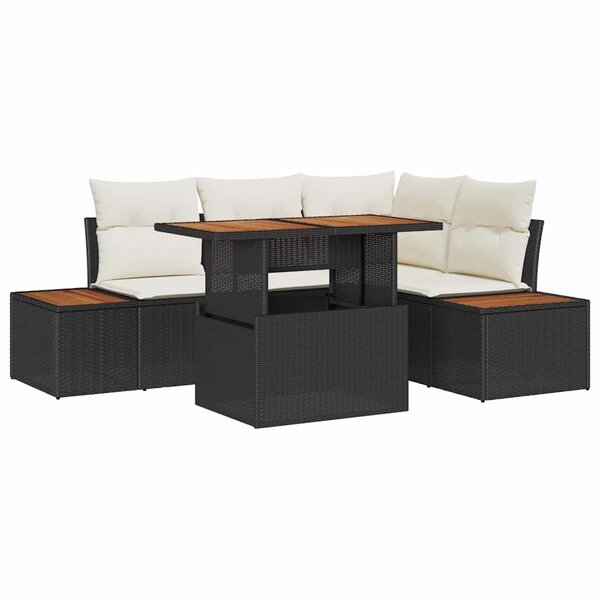 vidaXL Ensemble de salle à manger pour jardin 5 Pièces Noir Crème