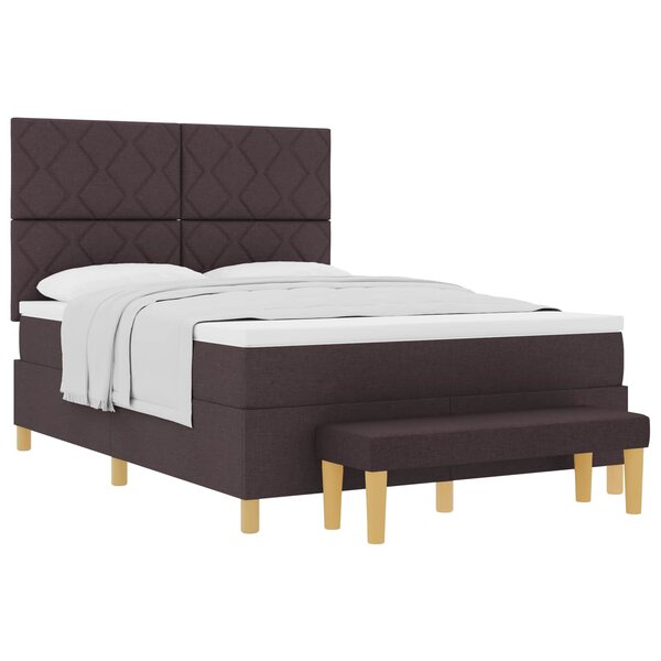 vidaXL Lit à ressorts avec matelas Marron foncé 160 x 200 cm tissu