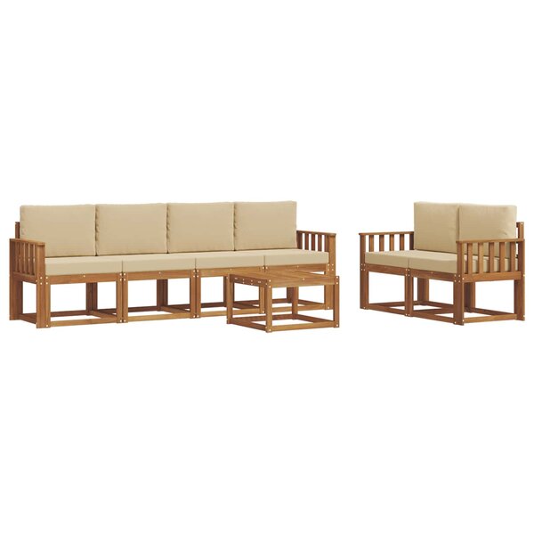 vidaXL Ensemble de canapés d'extérieur 7 pc Naturel et Beige