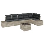 vidaXL Ensemble de canapé de jardin 7 pièces avec coussins gris en poly rotin