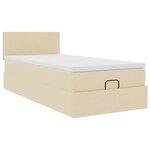 vidaXL Lit ottoman avec matelas et LED crème 90x200 cm tissu