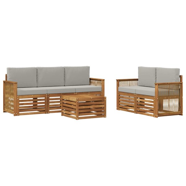 vidaXL Ensemble de canapés d'extérieur 6 pc Naturel et gris clair